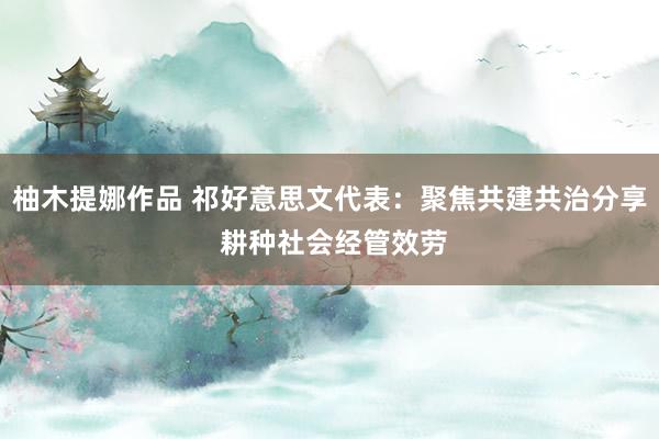 柚木提娜作品 祁好意思文代表:聚焦共建共治分享 耕种社会经管效劳