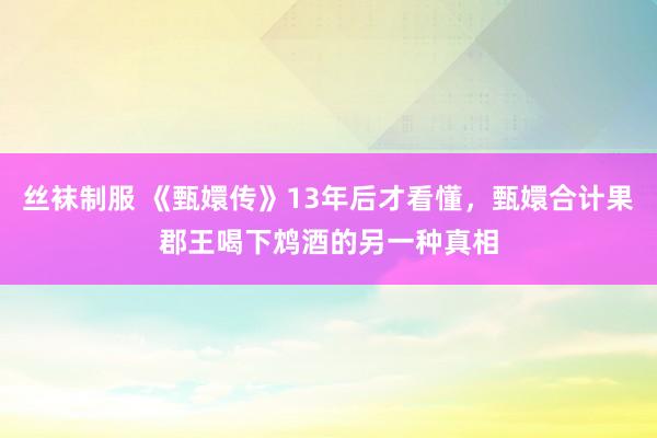 丝袜制服 《甄嬛传》13年后才看懂,甄嬛合计果郡王喝下鸩酒的另一种真相