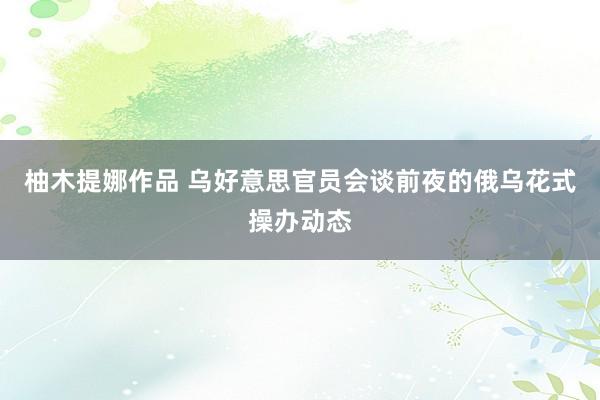 柚木提娜作品 乌好意思官员会谈前夜的俄乌花式操办动态