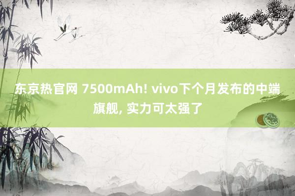 东京热官网 7500mAh! vivo下个月发布的中端旗舰, 实力可太强了