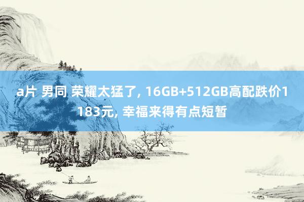 a片 男同 荣耀太猛了, 16GB+512GB高配跌价1183元, 幸福来得有点短暂