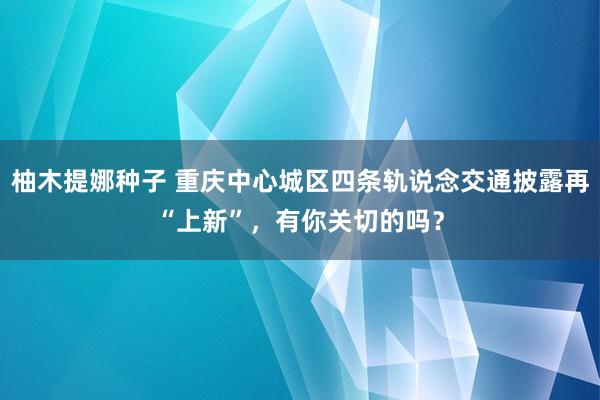柚木提娜种子 重庆中心城区四条轨说念交通披露再“上新”，有你关切的吗？