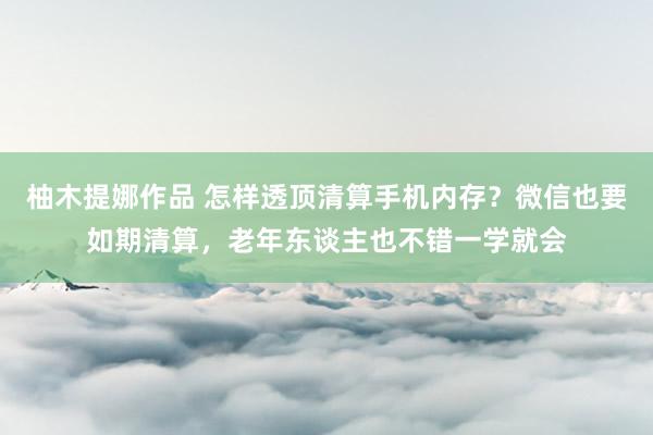 柚木提娜作品 怎样透顶清算手机内存？微信也要如期清算，老年东谈主也不错一学就会
