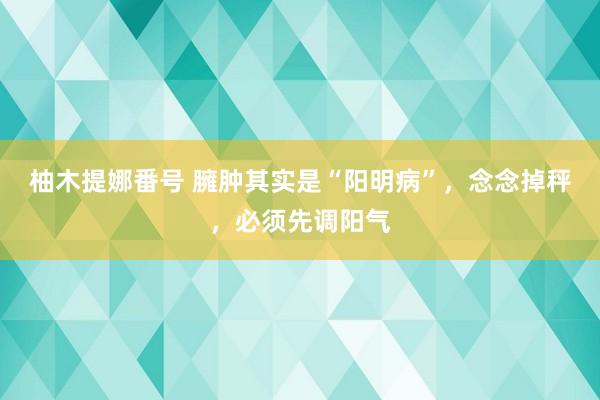 柚木提娜番号 臃肿其实是“阳明病”,念念掉秤,必须先调阳气
